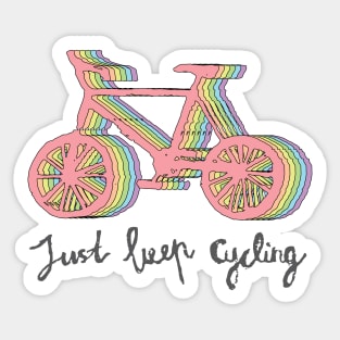 Just keep cycling rainbow bicycle Sticker